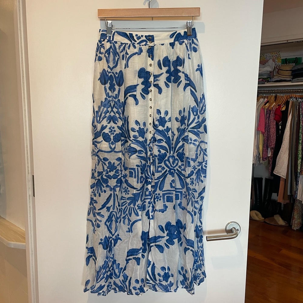 Floral Blue and White Skirt